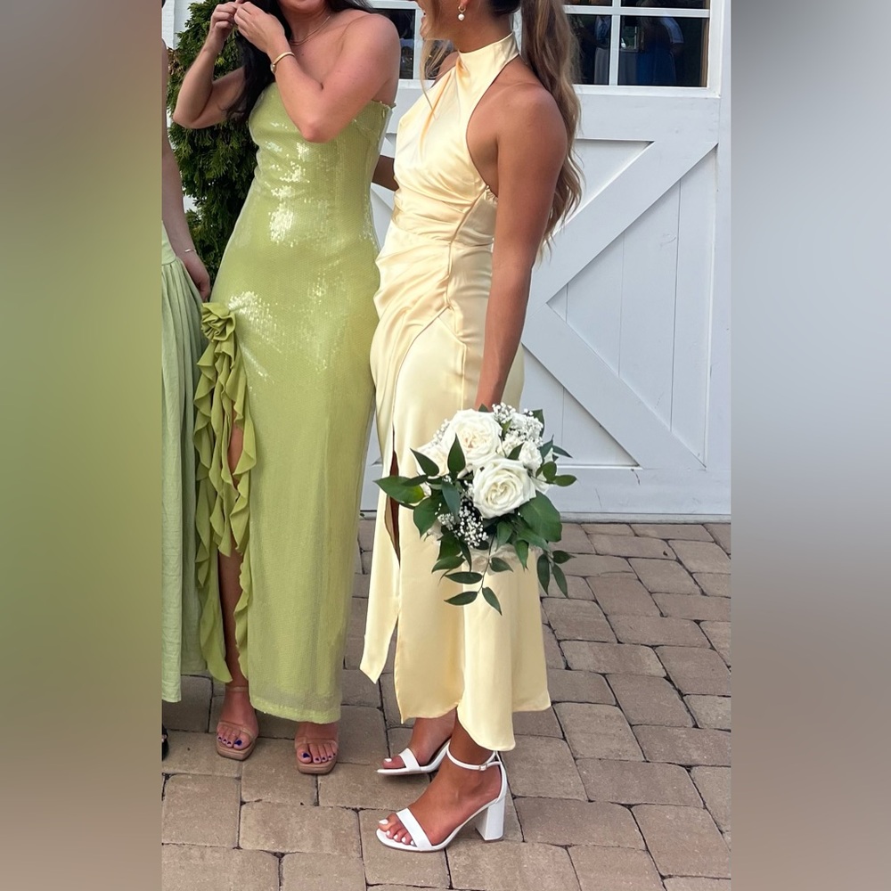 Elegant Yellow Satin Dress